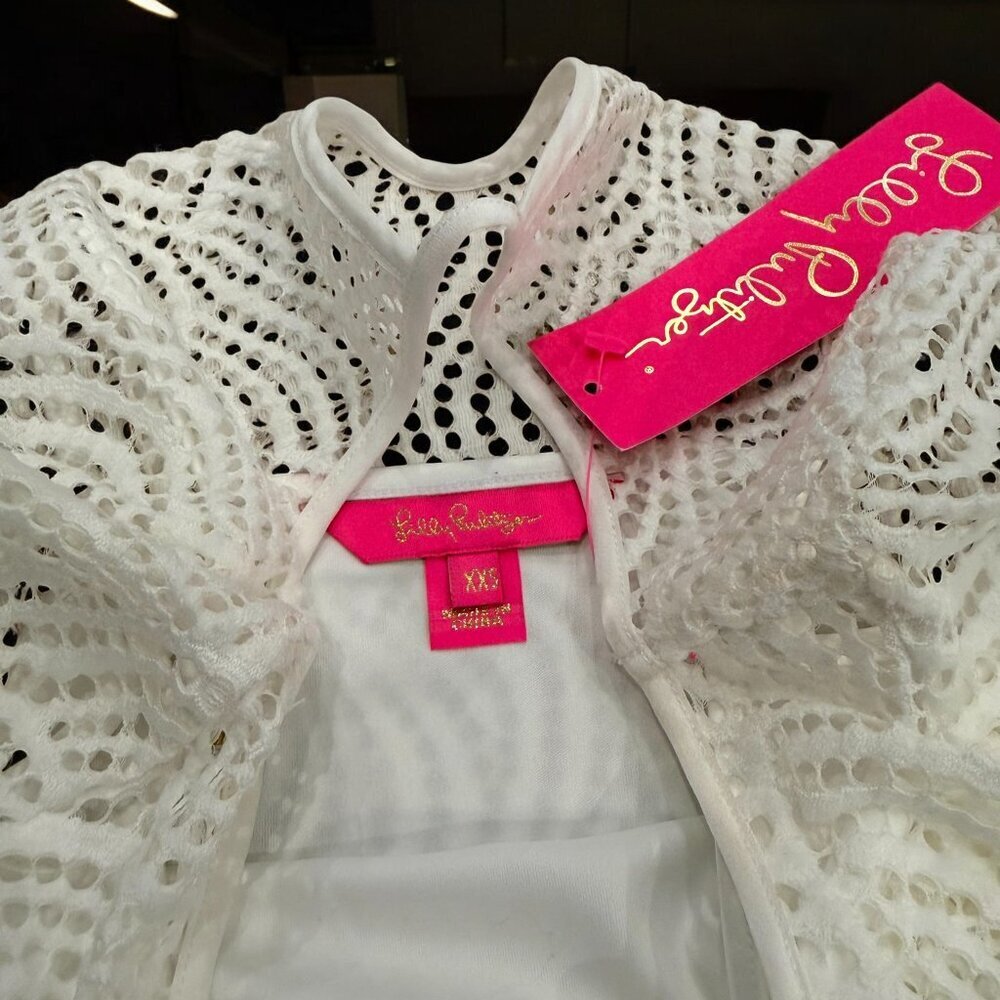 Lilly Pulitzer NWT Fontaine Dress in Resort White Flowing Leaf Lace Size XXS - Picture 9 of 14